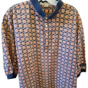 Jack Nicklaus Men's Polo Style Golf Shirt Orange & Navy-Blue Design Size 2X